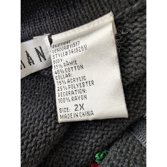 VJ Woman Black Christmas Nutcracker Drum Snowflakes Fur Collar Zip Sweater 2X - Picture 13 of 14